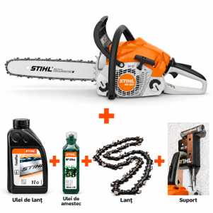 Pachet Drujba STIHL MS 212 40 cm/16",63PS3 + 63 PS3 Picco Super Lant + HP Ultra 100ml + Ulei lant ForestPlus 1 L + suport perete