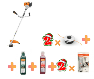 PACHET Motocoasa STIHL FS 120 + 2x Cap pentru cosit cu fire + Ulei de amestec STIHL 100 ml + Ulei de amestec STIHL HP Ultra 100 ml + 2x Vaselina pentru reductoare motocoasa 80g