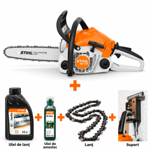 Pachet Drujba STIHL MS 172 C-BE 35cm 3/8" 1.1mm + Lant 61 PMM3 3/8 P 35cm 1.1 mm + HP Ultra 100ml + Ulei lant ForestPlus 1 L + Suport