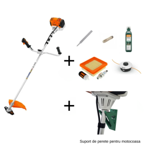Promo Pachet Motocoasa STIHL FS 131 + Suport Perete + Service Kit + Cap cosit + Ulei + Pila +Maner Pila