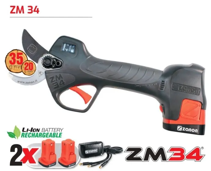 Kit foarfeca cu acumulator Zanon ZM 34, include 2 acumulatori +