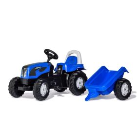 Tractor de jucarie pentru copii, cu pedale si remorca, Landini Powerfarm 100, Rolly Toys