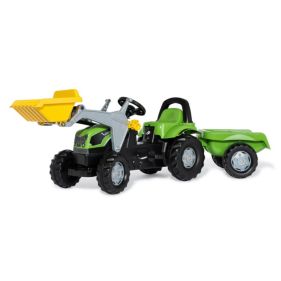 Tractor de jucarie pentru copii cu pedale, remorca si incarcator frontal, Deutz-Fahr Agroplus 420, Rolly Toys