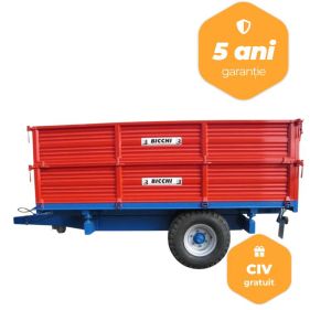 Remorca agricola monoax Bicchi, basculabila pe 3 parti, model BRT502L-P2, 8 tone