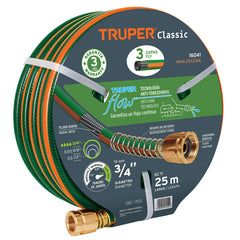 Furtun de gradina 3/4”, 25 m, 3 straturi, armat, cu mufa alama - Truper