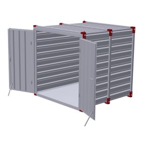 Container cu podea din otel galvanizat (camera de fumat) 3 m cu usa dubla in fata, 3m x 2m