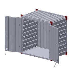 Container cu podea de otel, cu usa dubla in fata, 1,3m x 2,2m