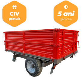 Remorca monoax Bicchi, basculabila pe 3 parti, model BRT225, 3.5 tone