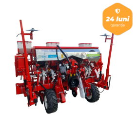 Semanătoare pneumată, prașitoare, telescopică, cu buffer de 8 rânduri, dublu disc pentru semănat și fertilizare integrată 8