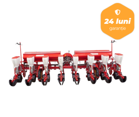 Semanatoare minium till pentru porumb si plante prasitoare cadru fix, Bufer 8 randuri, buncar fertilizare de plastic 2*340 litri, dublu disc la semanat si fertilizare