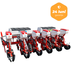 Semanatoare minimum till pentru plante prasitoare, cadru fix, Bufer,  6 randuri, calculator DMS08,  buncar fertilizare de plastic 2*200 litri, dublu disc la semanat si fertilizare 