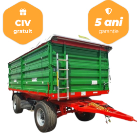 Remorca agricola doua axe IMUM Albatros, 20 tone, franare pneumatica, basculare pe 3 parti