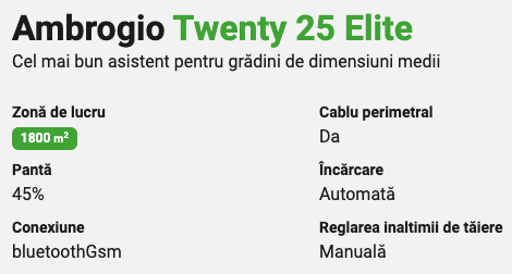 Imagine pentru Robot gazon Ambrogio Twenty 25 Elite 5Ah, 1800mp