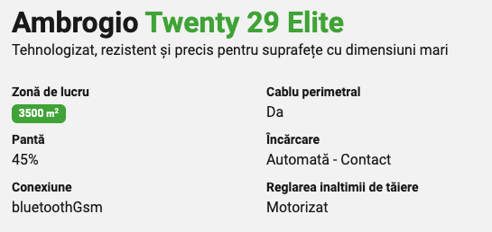 Imagine pentru Robot gazon Ambrogio Twenty 29 Elite 10Ah, 3500mp