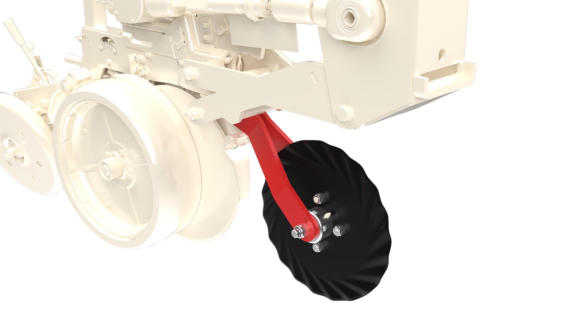 Imagine pentru Semanatoare minimum till pentru porumb si plante prasitoare cadru fix, Bufer, 8 randuri, calculator DMS08-8, buncar fertilizare  inox 2*400 litri,  dublu disc la semanat si fertilizare